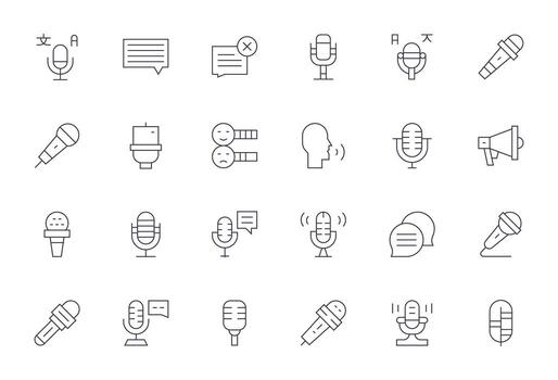 24 High Resolution Icons for Commentary in Grid Fitted Thin Line Format vector