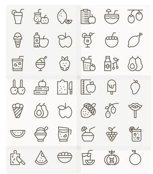 42 Regular Line Display Perfect 256x256 Icons from Fruit Suite vector
