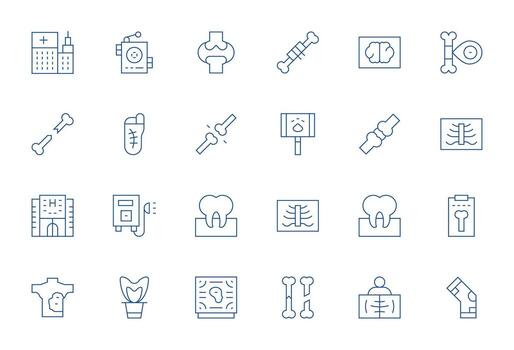 Thin Line Pixel Aligned Icons from Xray Set with 24 High Resolution Icons vector