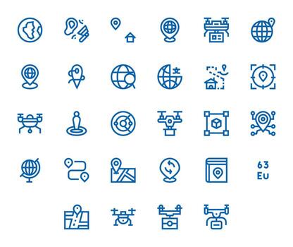 cartografía presentando 28 alto resolución íconos en negrita línea diseño vector