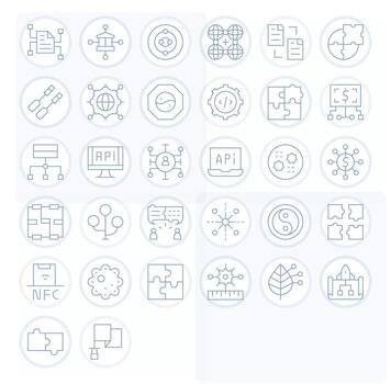 32 Thin Line Icons designed for Integration in 128x128 PIXEL Perfect format vector