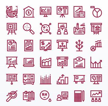 36 negrita línea píxel optimizado íconos para grafico gráficos vector