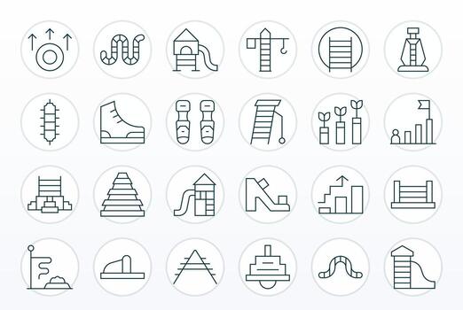 Climbing Digital Pack containing 24 Display Perfect Thin Line High Resolution Icons vector