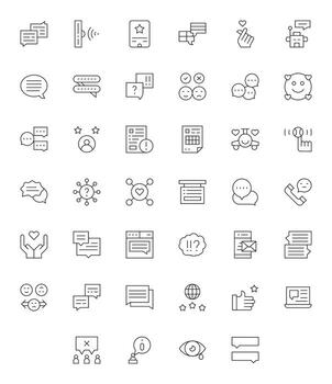40 128x128 Delgado línea píxel alineado íconos para realimentación proyectos vector