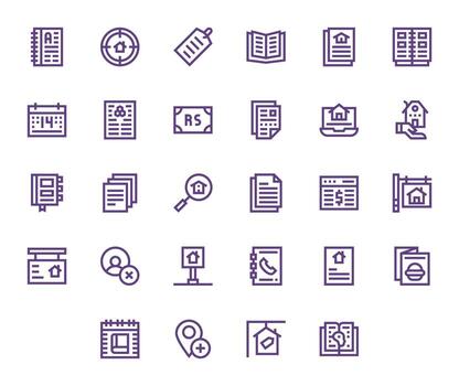 Listing Professional Set with 28 Bold Line Pixel Optimized High Resolution Icons vector