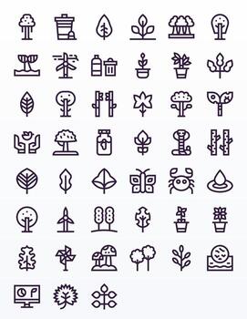 45 píxel optimizado negrita línea íconos diseñado para ecología interfaz vector