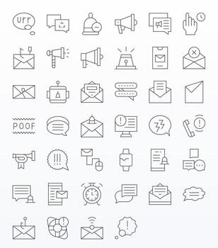 Notification Design Icons featuring 40 PIXEL Perfect Thin Line Style vector