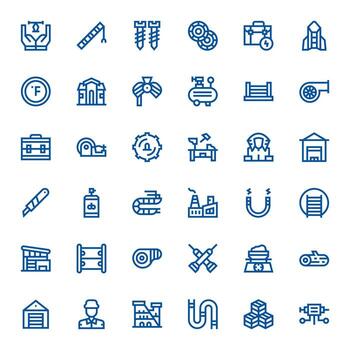 36 alto resolución íconos para industrial en píxel optimizado negrita línea formato vector