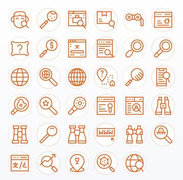 Regular Line Pixel Aligned Icons from Search Set with 35 High Resolution Icons vector