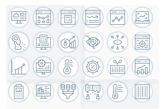 analítica 128x128 icono paquete con 24 Delgado línea monitor Perfecto elementos vector