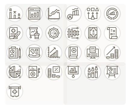 Chart Essential Set including 25 Pixel Aligned Regular Line 128x128 Icons vector