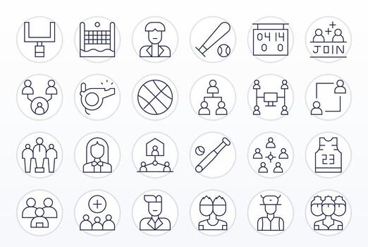 24 Thin Line Display Perfect Icons for Team Graphics vector
