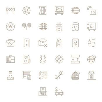 acceso completar paquete con 32 64 x 64 Delgado línea monitor Perfecto íconos vector