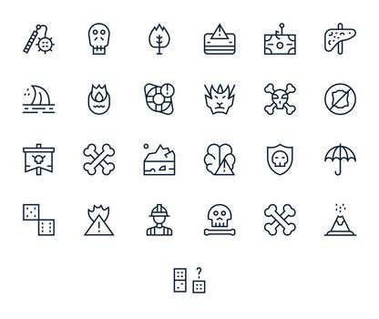 25 Icons for Risk optimized in PIXEL Perfect High Resolution Regular Line resolution vector