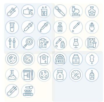 32 High Resolution Pixel Optimized Icons for Sample in Thin Line Theme vector