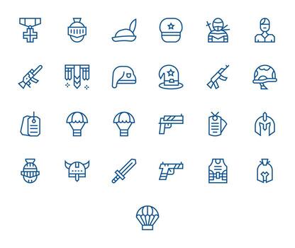 soldado exhaustivo haz con 25 píxel Perfecto regular línea alto resolución íconos vector