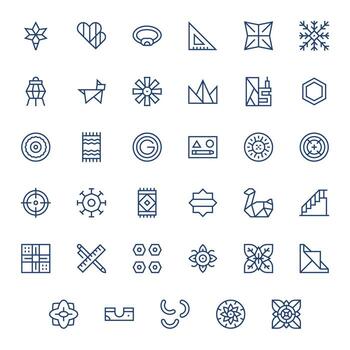 35 regular línea íconos diseñado para geométrico en 128x128 monitor Perfecto formato vector