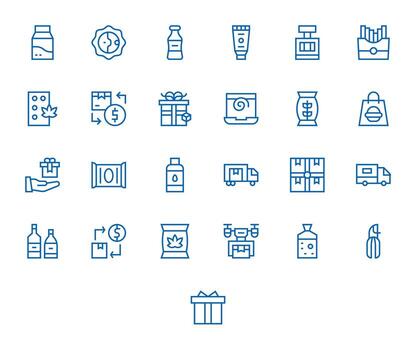 25 Regular Line Icons for Package in crisp 64x64 Display Perfect resolution vector