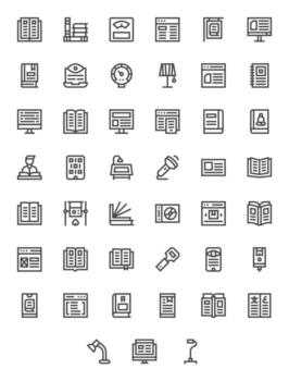 45 Bold Line Grid Fitted Icons tailored for Reading 256x256 interface vector