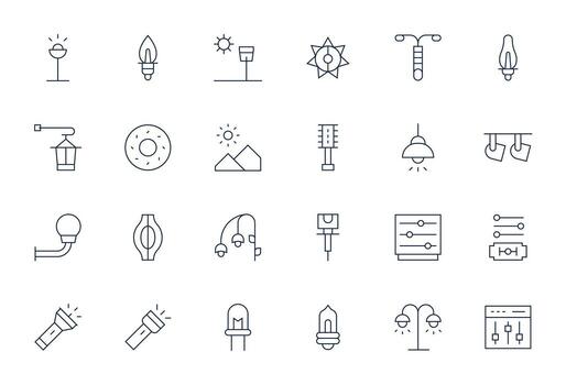 Brightness Premium Bundle with 24 256x256 Pixel Optimized Thin Line Icons vector