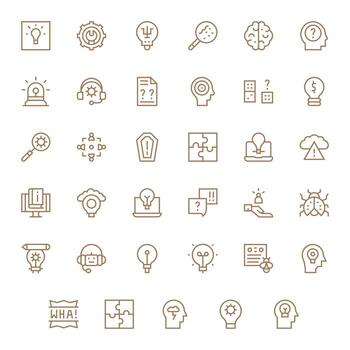 problema resolviendo presentando 35 256x256 íconos en regular línea diseño vector