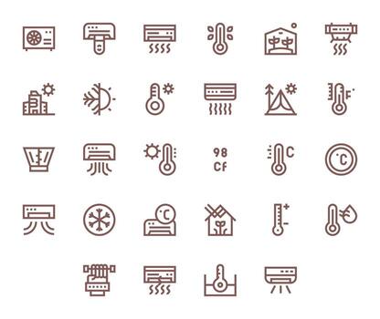Climate Control Graphics Pack including 28 Bold Line High Resolution Pixel Optimized Icons vector