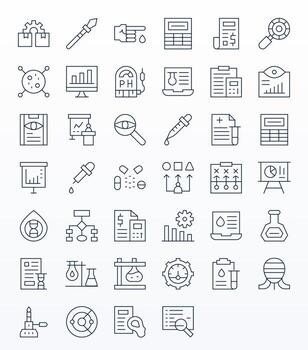 40 Icons for Analysis optimized in Detail Enhanced Retina Ready Thin Line resolution vector