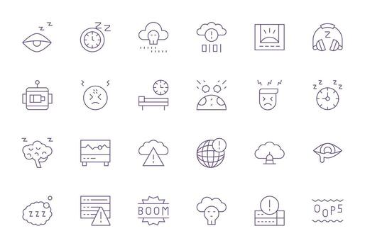 Downtime Pixel Aligned Set with 24 High Resolution Thin Line Icons vector