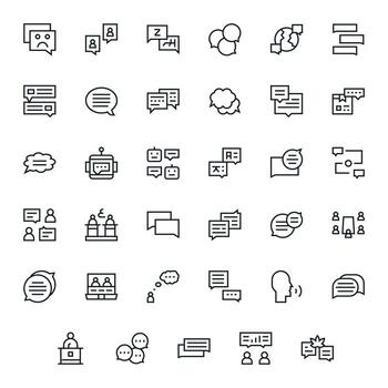 regular línea estilo diálogo íconos con 35 128x128 píxel alineado diseños vector