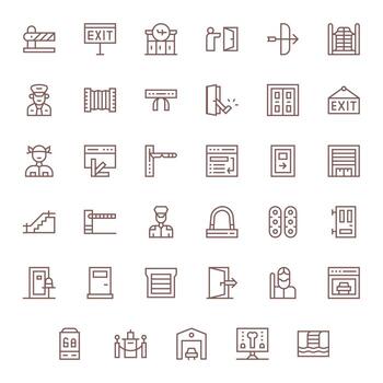 35 128x128 regular línea íconos para salida con píxel alineado precisión vector