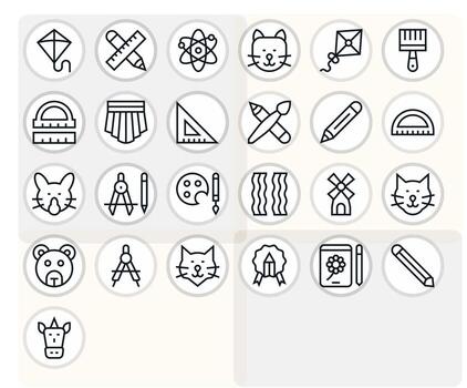 25 256x256 Regular Line Icons optimized for Drawing Grid Fitted display vector