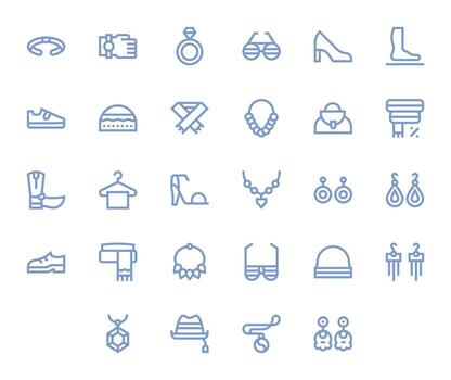 28 256x256 Bold Line Icons optimized for Fashion Accessory Pixel Optimized display vector