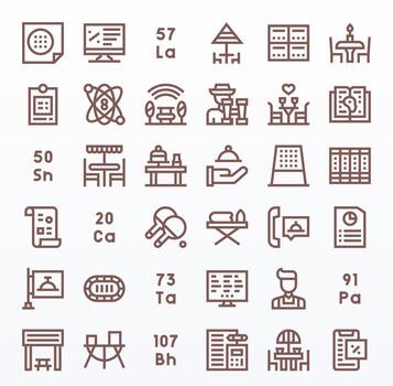 36 Bold Line Icons designed for Table in 256x256 Editable format vector