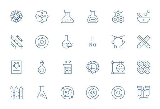 Compound Design Icons featuring 24 Pixel Aligned Thin Line Style vector