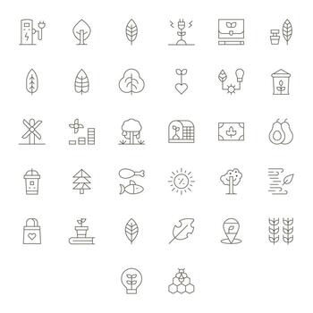 Sustainable Icon Toolkit featuring 32 Pixel Aligned High Resolution Thin Line elements vector