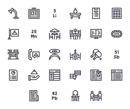 Table Premium Bundle with 28 High Resolution Grid Fitted Bold Line Icons vector