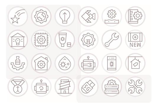 24 Thin Line Pixel Aligned Icons for Upgrade Graphics vector