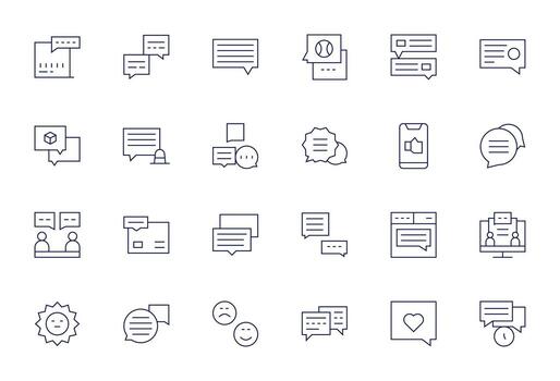 Comment Professional Set with 24 Thin Line Pixel Optimized 64x64 Icons vector