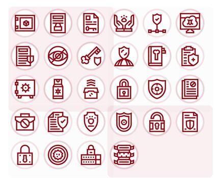 28 alto resolución negrita línea editable íconos para datos proteccion proyectos vector
