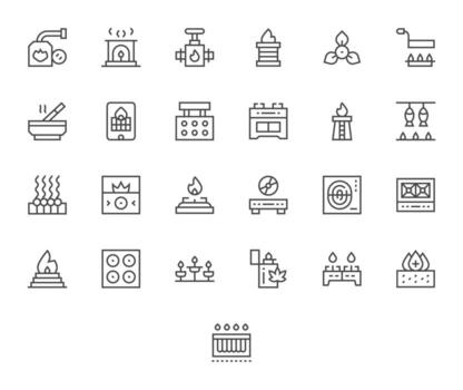25 Regular Line Editable Icons crafted for Burner 64x64 applications vector