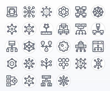 28 Display Perfect Bold Line Icons designed for Nodes Interface vector