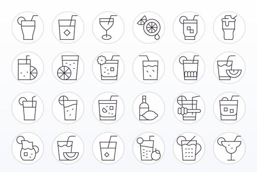Lemonade Icon Toolkit featuring 24 Editable 128x128 Thin Line elements vector