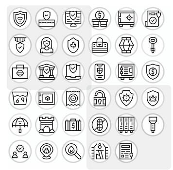 35 256x256 monitor Perfecto íconos para seguro en regular línea tema vector