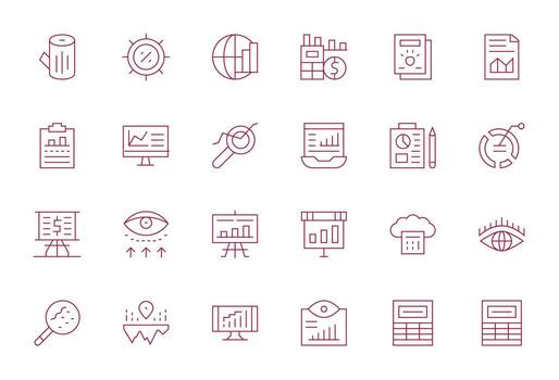 Statistics Detail Enhanced Set with 24 256x256 Thin Line Icons vector