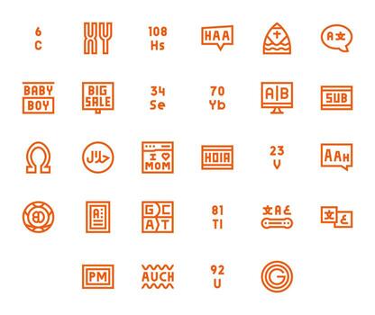 28 íconos para fuente optimizado en píxel optimizado 64 x 64 negrita línea resolución vector