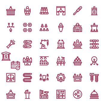 36 Pixel Aligned Bold Line Icons designed for Assembly Interface vector