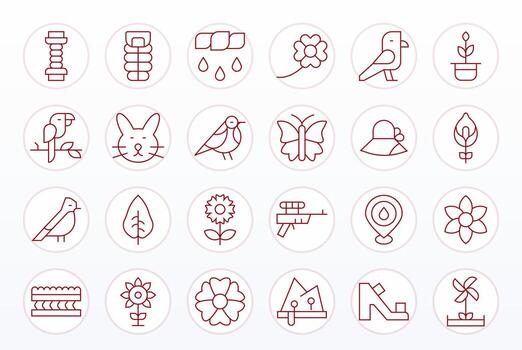 primavera visual paquete conteniendo 24 Delgado línea editable íconos vector