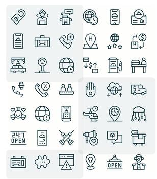 42 Icons for Service featuring Retina Ready Editable Regular Line Graphics vector