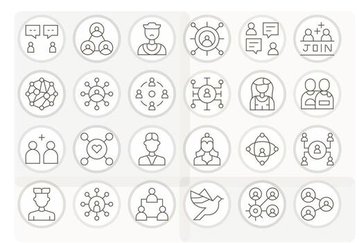 24 Thin Line Icons designed for Social Network in 256x256 Pixel Aligned format vector
