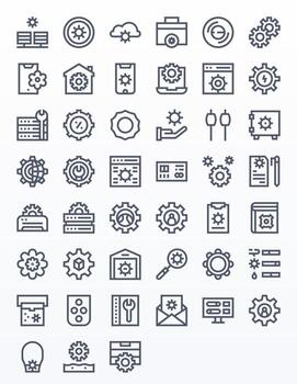 configuración icono caja de herramientas presentando 45 monitor Perfecto retina Listo negrita línea elementos vector